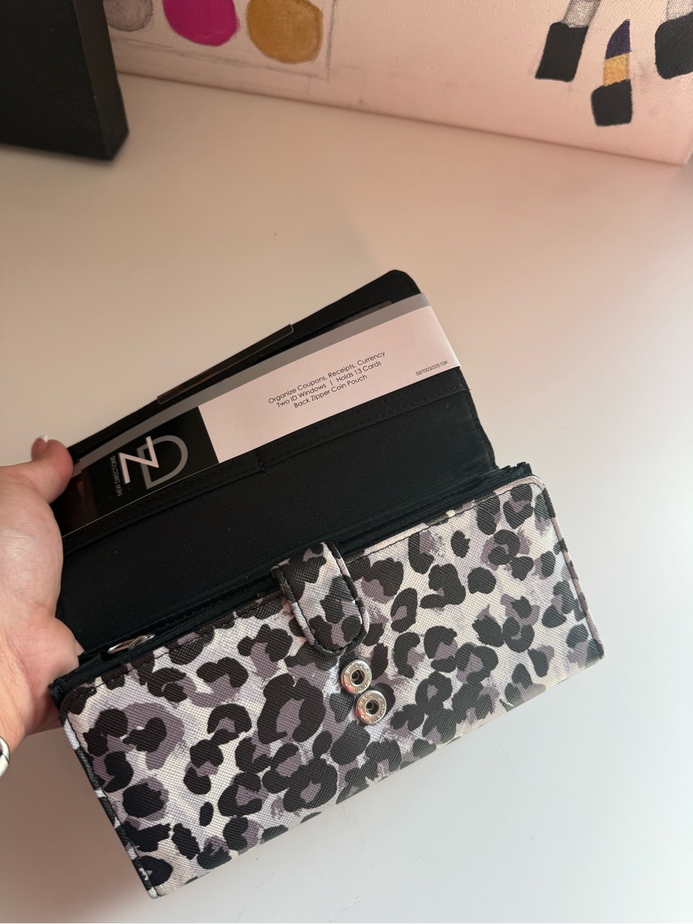 Leopard Print Trifold Wallet - Black and Gray